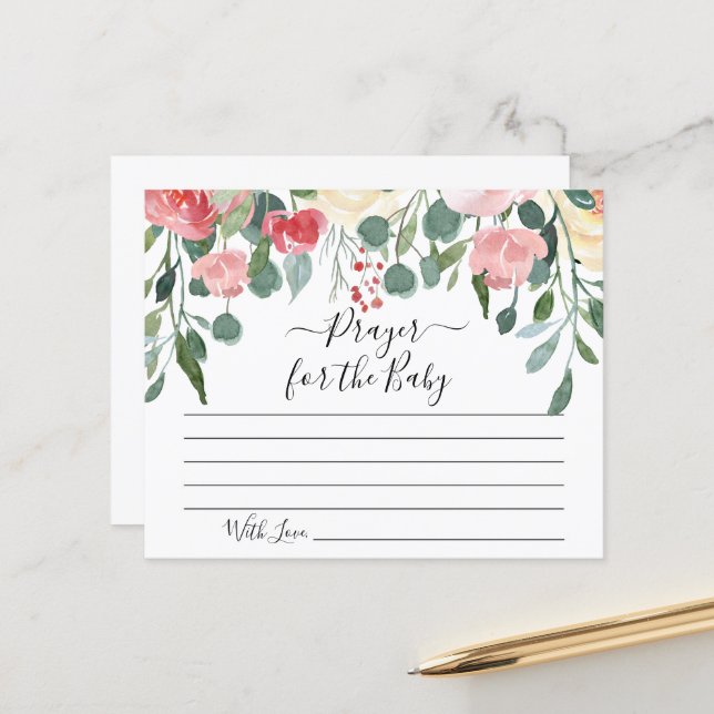 Prayer för Baby Card Baby Shower Party (Fram/Back In Situ)