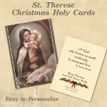 Prayer för det katolska julkortet för den katolska visitkort<br><div class="desc">Det här är en vacker traditionell katolsk vintage bild i St. Therese of the Child Jesus som håller Baby Jesus i hennes arm. Alla texter och typsnitt kan ändras.</div>
