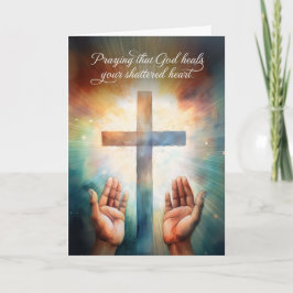 Prayer för ett förstört Heart Open Händer till Gud Kort
