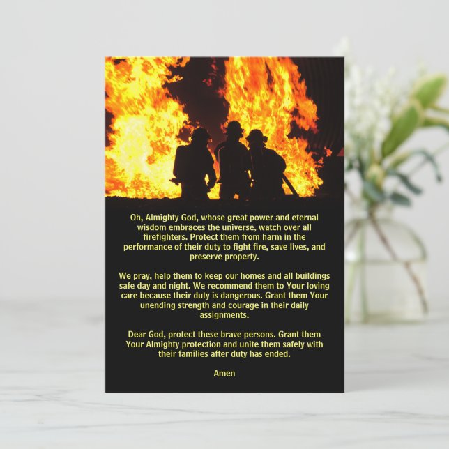 Prayer för Firefighters Card (Stående Fram)