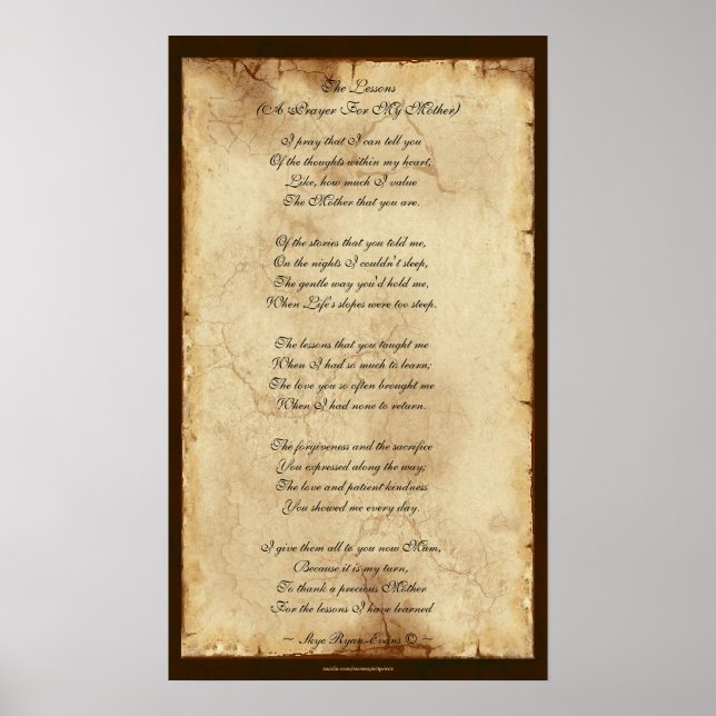 "Prayer för Mor" Poster Poetry (Framsidan)