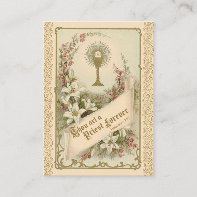 Prayer för präster med St. Therese Heliga Card Placeringskort (Framsida)