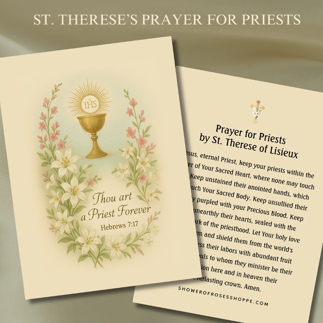Prayer för präster med St. Therese Heliga Card Visitkort (Skapare uppladdad)