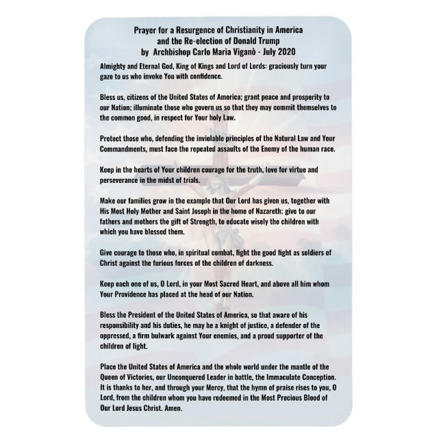 Prayer för president Trump och USA - Vigano Magnet (Vertikal)