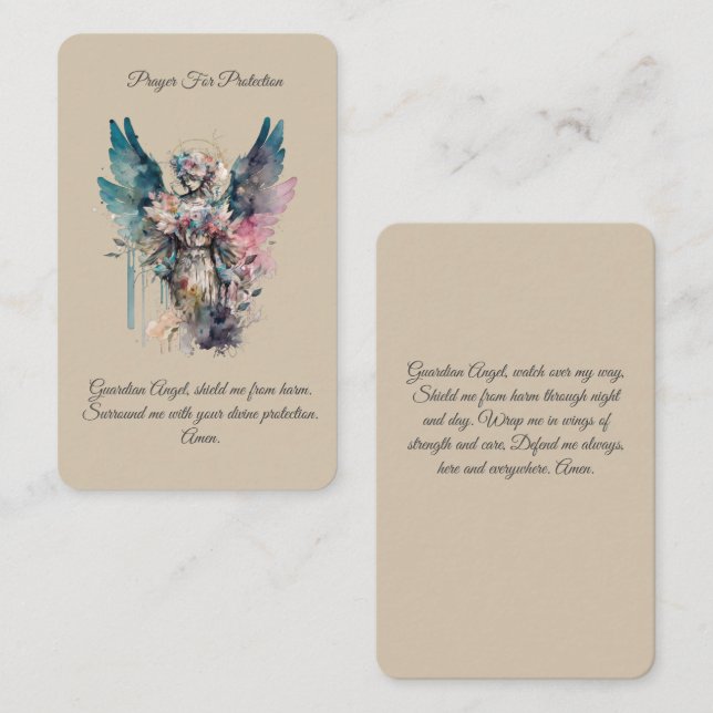 Prayer for Protection Angel Prayer Card Visitkort (Fram/baksida)
