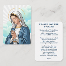 Prayer for the Unborn – Catholic Prayer Card Placeringskort