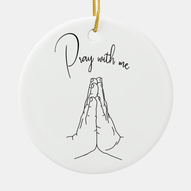 Prayer Händer, rosa med mig Julgransprydnad Keramik (Framsidan)