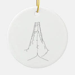 Prayer Händer, Simple Line Art Sticker Julgransprydnad Keramik