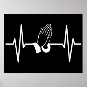 Prayer Heartslag Pulse EKG: Christian Faith Gift Poster