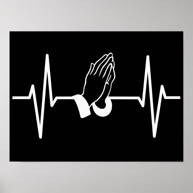 Prayer Heartslag Pulse EKG: Christian Faith Gift Poster (Framsidan)