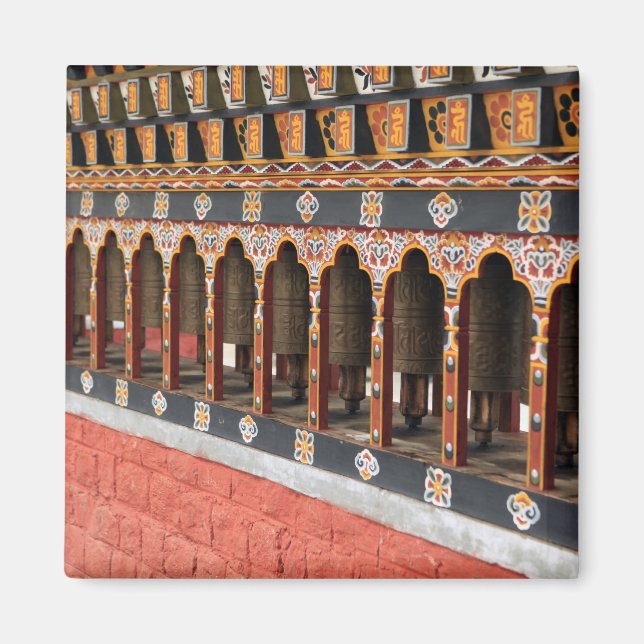 Prayer Hjul på den centrala kvadraten i Thimphu Magnet (Framsidan)