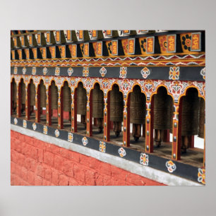 Prayer Hjul på den centrala kvadraten i Thimphu Poster