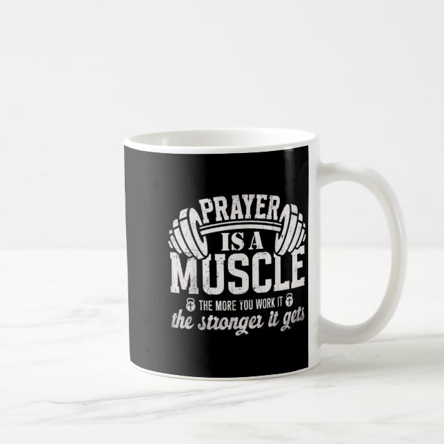 Prayer Is A Muscle Christian Fitness Gym Quote  Kaffemugg (Höger)