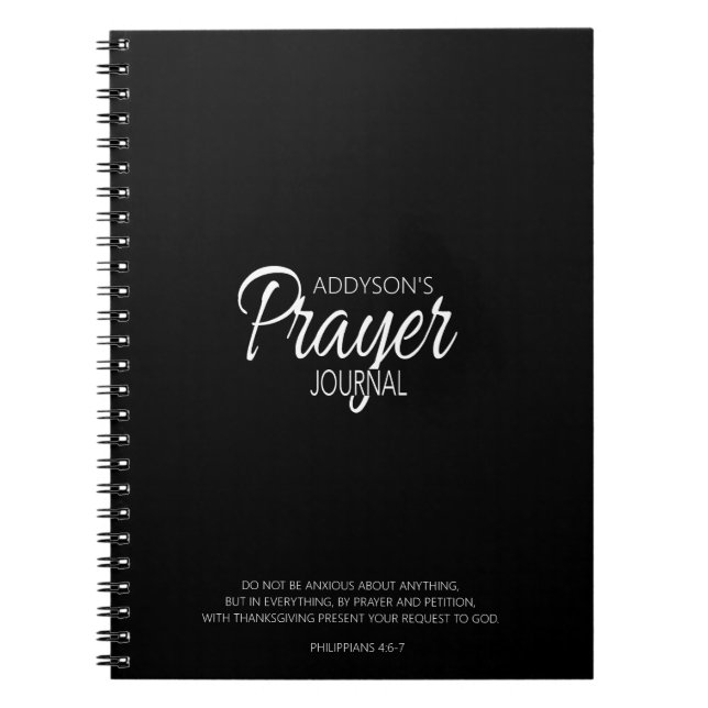 Prayer Journal Black White Anteckningsbok (Framsidan)
