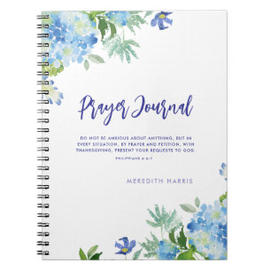 Prayer Journal Modern Watercolor Blommigt Notebook Anteckningsbok