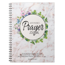 Prayer Journal Rosa Blommigt Marble