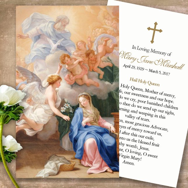 Prayer-kort | Anmälan Visitkort (catholic, religious, celebration of life, in loving memory of, prayer cards for bereavement)