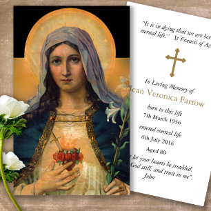 Prayer-kort Antique Immaculate Heart Mary Visitkort