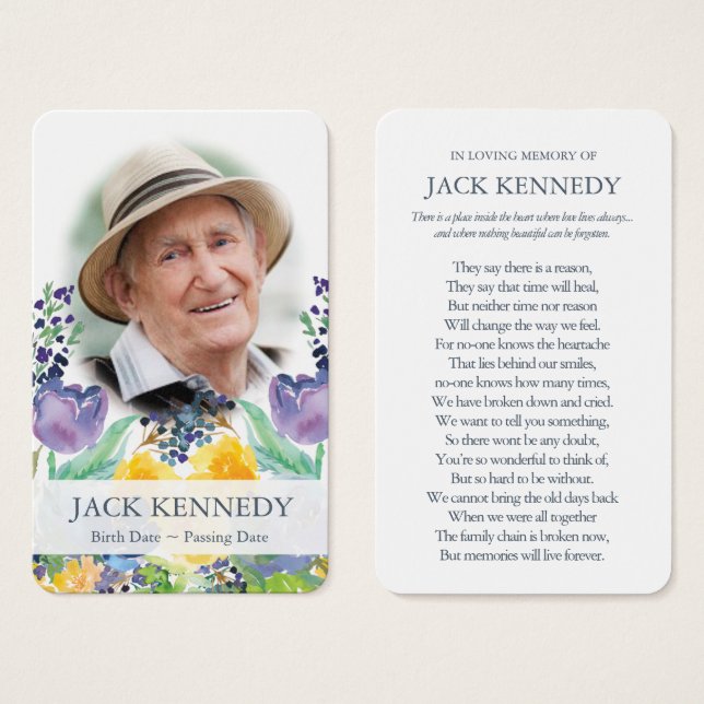 Prayer-kort | Blommigt blå Visitkort (Framsida & baksida)