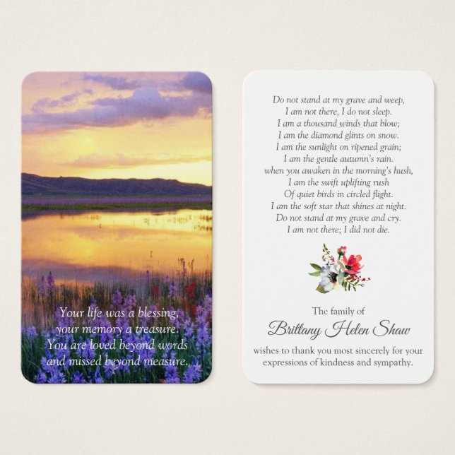 Prayer-kort | BLOMMIGT SJÖ Visitkort (Framsida & baksida)