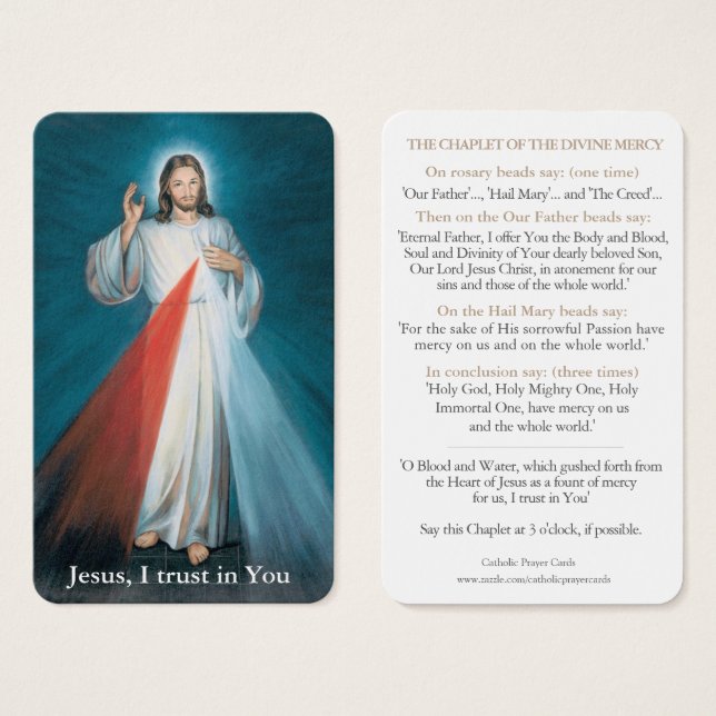 Prayer-kort | Chaplet of Divine Mercy Visitkort (Framsida & baksida)