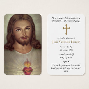 Prayer-kort Devotion Helig Heart Jesus Visitkort
