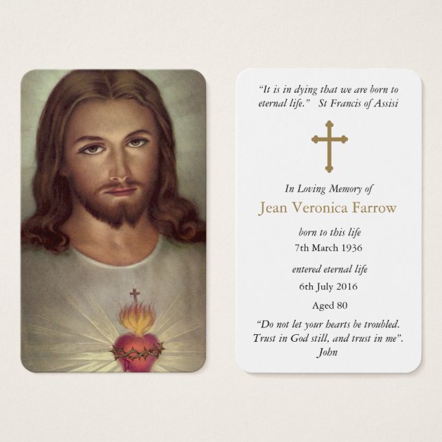 Prayer-kort | Devotion Helig Heart Jesus Visitkort (Framsida & baksida)