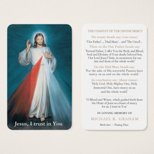 Prayer-kort | Divine Mercy Chaplet 01 Visitkort (Framsida & baksida)