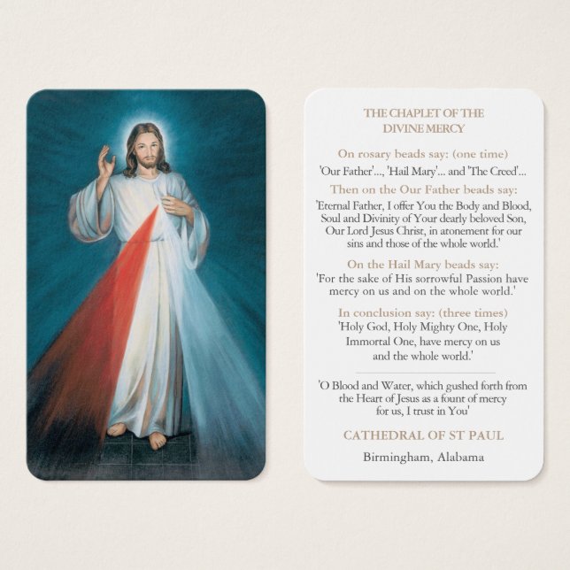 Prayer-kort | Divine Mercy Chaplet 1 Visitkort (Framsida & baksida)