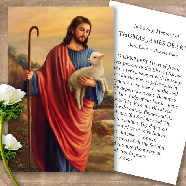 Prayer-kort | Får Borttappad Visitkort (Forever in our hearts, celebration of life, in loving memory of, prayer cards for bereavement)