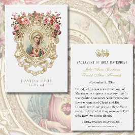 Prayer-kort för katolsk Blommigt Bröllop Visitkort