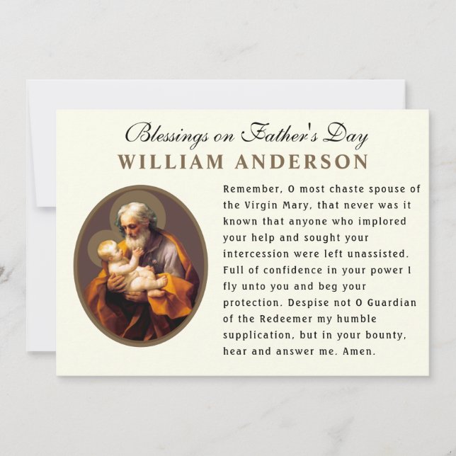 Prayer-kort för katolska medlemmar i fars dag kort (Framsida)