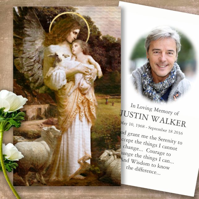 Prayer-kort | Guardian Angel Visitkort (catholic, religious, celebration of life, in loving memory of, prayer cards for bereavement)