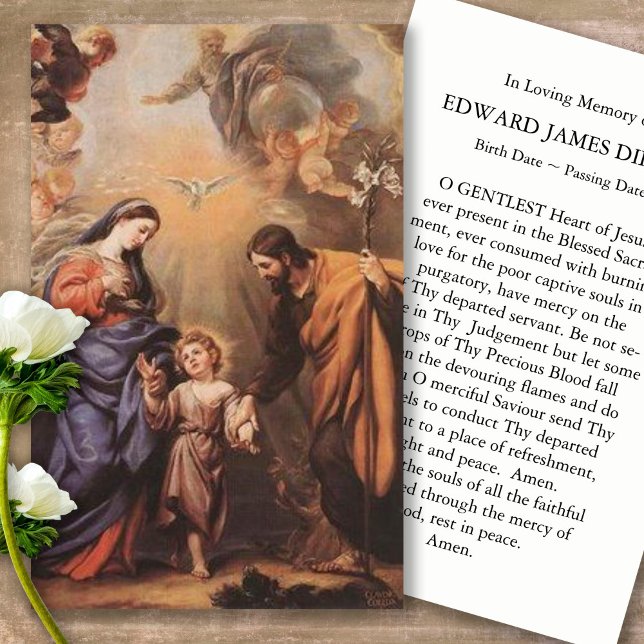 Prayer-kort | Heliga-familjens erbjudande Visitkort (catholic, religious, celebration of life, in loving memory of, prayer cards for bereavement)