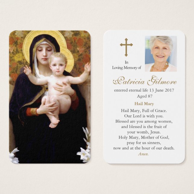 Prayer-kort | Lilies Madonna Visitkort (Framsida & baksida)