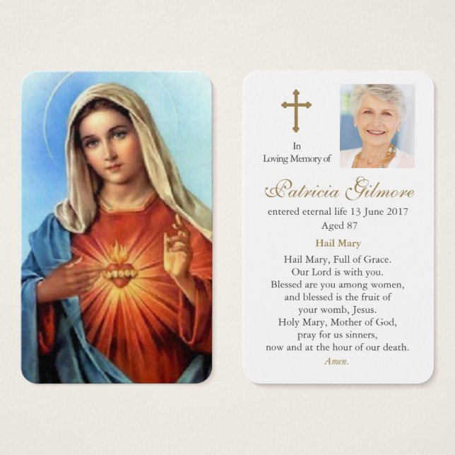 Prayer-kort | Mary Helig Heart Visitkort (Framsida & baksida)
