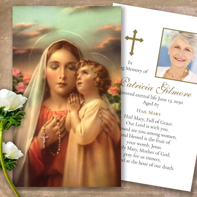 Prayer-kort | Mor-utveckling Visitkort (catholic, religious, celebration of life, in loving memory of, prayer cards for bereavement)