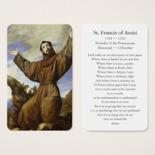 Prayer-kort St Francis of Assisi 01 Visitkort