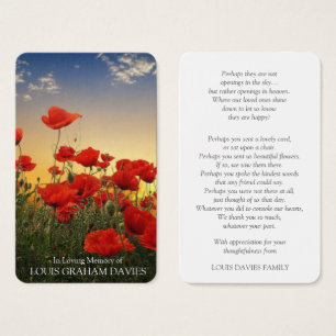 Prayer-kort   Vackra poppies Visitkort