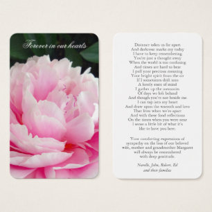Prayer-kort Vackra Rosa Peony Visitkort