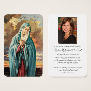 Prayer-kort Vår Dam Mor Mary Visitkort
