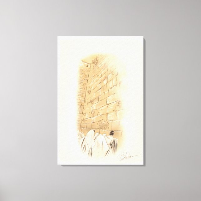 "Prayer" Kotel Old City Jerusalem Israel Art Paint Canvastryck (Framsida)