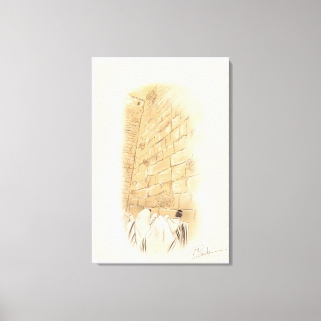 "Prayer" Kotel Old City Jerusalem Israel Art Paint Canvastryck (Framsida)
