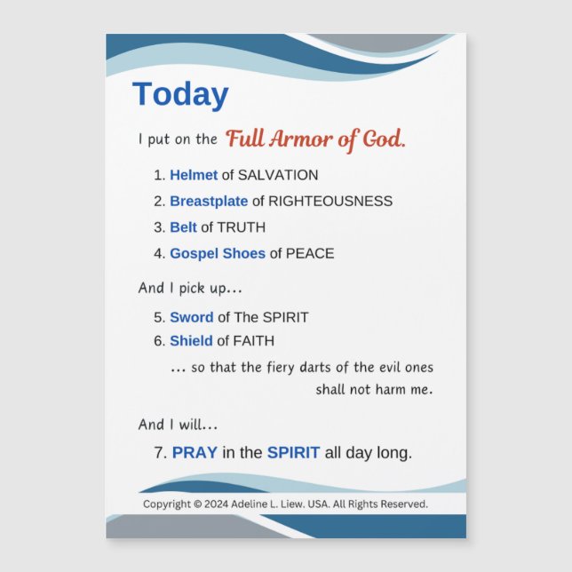 Prayer Magnet - Guds Fullt - 7" x 5" (Framsida)
