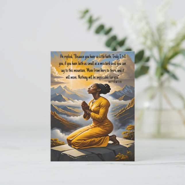 Prayer Moves Mountains Faith Postcard Vykort (Stående Fram)