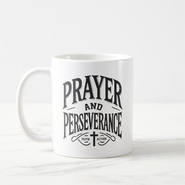 Prayer och Perseverance - Faith, Hustle, Success Kaffemugg (Vänster)
