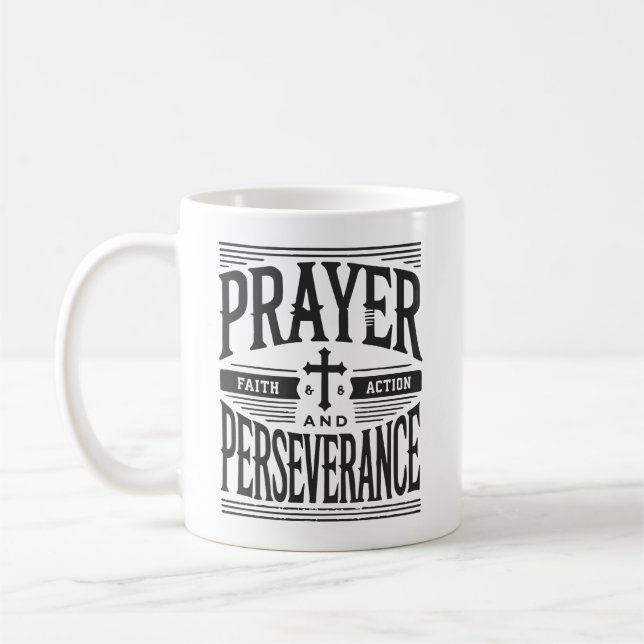 Prayer och Perseverance - Faith, Hustle, Success Kaffemugg (Vänster)