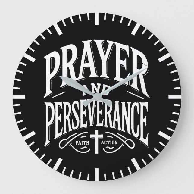 Prayer och Perseverance - Faith, Hustle, Success Stor Klocka (Framsida)