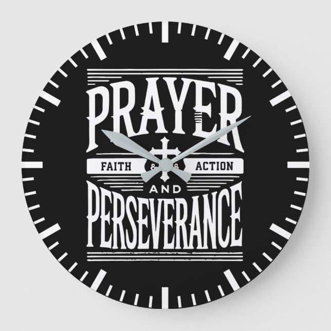 Prayer och Perseverance - Faith, Hustle, Success Stor Klocka (Framsida)