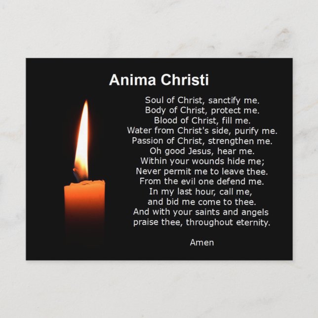 Prayer of Comfort Anima Christi Sould of Jesus Vykort (Framsida)